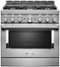 KitchenAid - Commercial-Style 5.1 Cu. Ft. Slide-In Gas True Convection Range with Self-Cleaning - Stainless Steel-Front_Standard