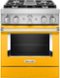 KitchenAid - 4.1 Cu. Ft. Freestanding Dual-Fuel True Convection Range with Self-Cleaning - Yellow Pepper-Front_Standard