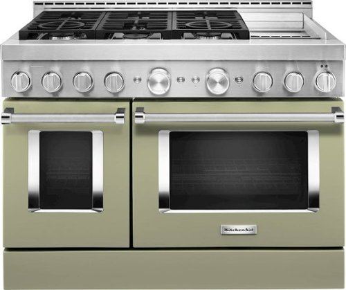 KitchenAid - 6.3 Cu. Ft. Slide-In Double Oven Gas True Convection Range with Self-Cleaning - Avocado cream
