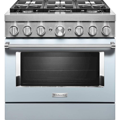 KitchenAid - 5.1 Cu. Ft. Freestanding Dual Fuel True Convection Range with Self-Cleaning - Misty blue