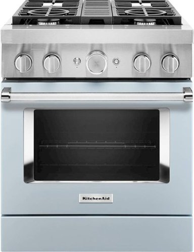KitchenAid - 4.1 Cu. Ft. Freestanding Dual-Fuel True Convection Range with Self-Cleaning - Misty blue