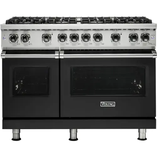 Front. Viking - Professional 5 Series 6.1 Cu. Ft.  Freestanding Double Oven LP Gas Convection Range - Cast Black.