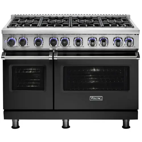 Front. Viking - VGR Freestanding 7-Series Gas 48"W Range - Cast Black.