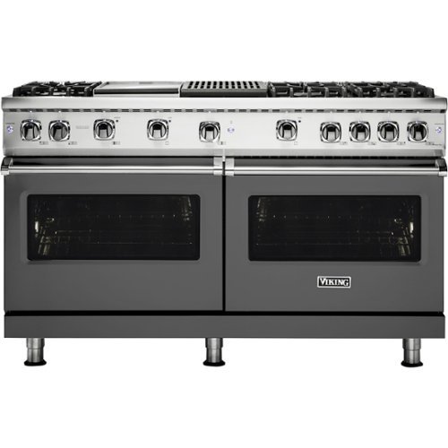 Viking - Professional 5 Series Freestanding Double Oven Gas Convection Range - Damascus gray