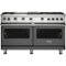 Viking - 8.0 Cu. Ft. 60"W. Professional 5 Series Freestanding Double Oven Gas Convection Range - Damascus Gray-Front_Standard