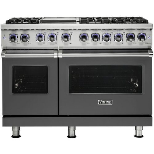 Viking - Professional 7 Series Freestanding Double Oven Gas Convection Range - Damascus gray