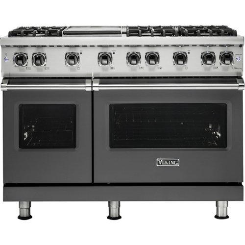 Viking - Professional 5 Series Freestanding Double Oven Gas Convection Range - Damascus gray