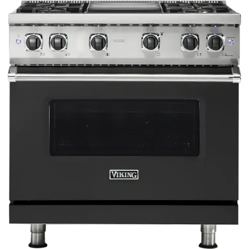 Front. Viking - Professional 5 Series 5.1 Cu. Ft. Freestanding Gas Convection Range - Cast Black.