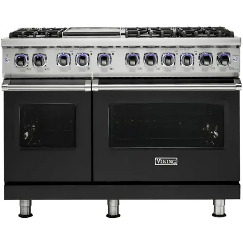 Front. Viking - VGR Freestanding 7-Series Gas 48"W Range - Cast Black.