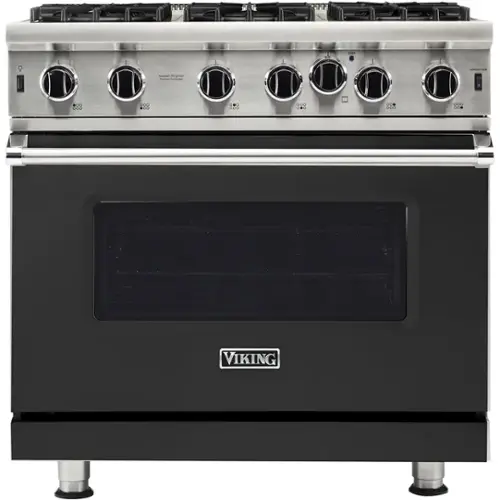 Front. Viking - Professional 5 Series 5.1 Cu. Ft. Freestanding Gas Convection Range - Cast Black.