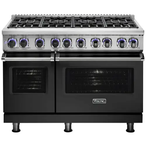 Front. Viking - VGR Freestanding 7-Series Gas 48"W Range - Cast Black.