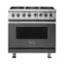 Front. Viking - VGR Freestanding 7-Series Gas 36"W Range - Damascus Gray.