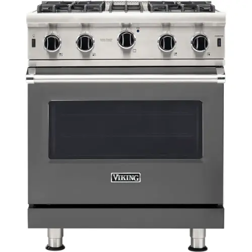 Front. Viking - Professional 5 Series 4.0 Cu. Ft. Freestanding Gas Convection Range - Damascus Gray.