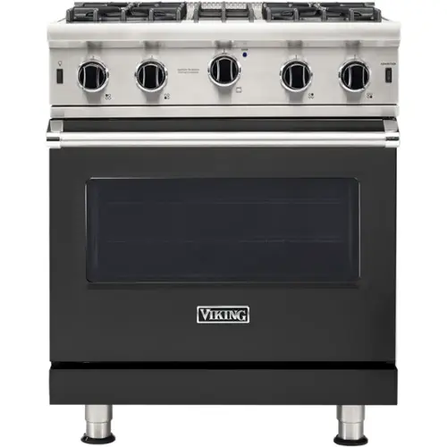 Front. Viking - Professional 5 Series 4.0 Cu. Ft. Freestanding LP Gas Convection Range - Cast Black.