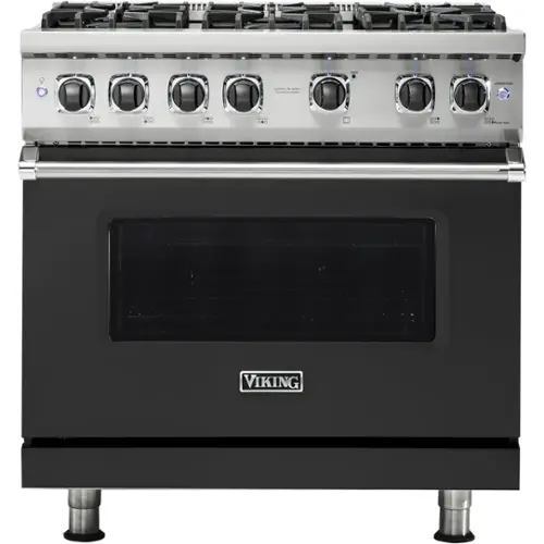 Front. Viking - Professional 5 Series 5.1 Cu. Ft. Freestanding Gas Convection Range - Cast Black.