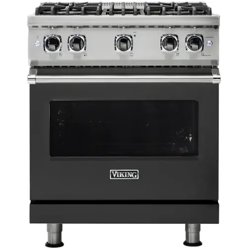 Front. Viking - Professional 5 Series 4.0 Cu. Ft. Freestanding LP Gas Convection Range - Cast Black.