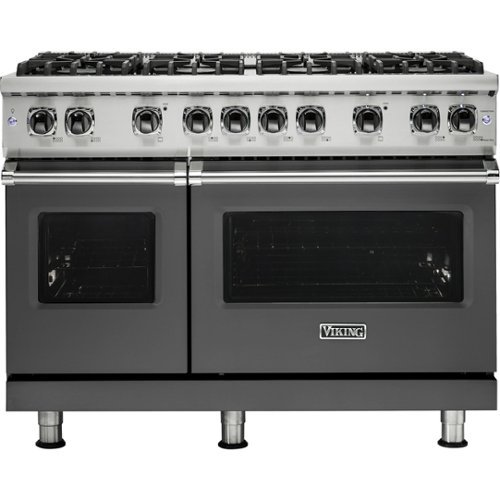 Viking - Professional 5 Series 6.1 Cu. Ft.  Freestanding Double Oven LP Gas Convection Range - Damascus gray