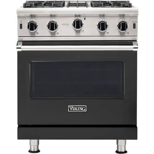 Front. Viking - Professional 5 Series 4.0 Cu. Ft. Freestanding Gas Convection Range - Cast Black.