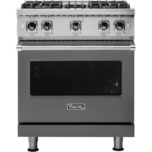 Front. Viking - Professional 5 Series 4.0 Cu. Ft. Freestanding Gas Convection Range - Damascus Gray.