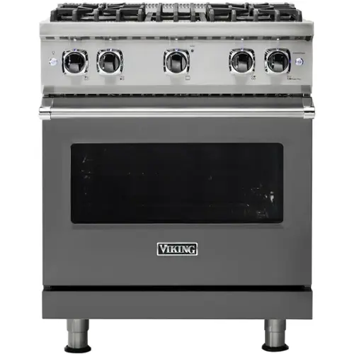 Front. Viking - Professional 5 Series 4.0 Cu. Ft. Freestanding LP Gas Convection Range - Damascus Gray.