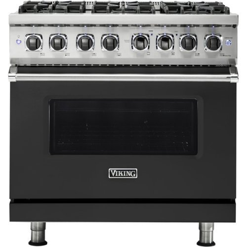 Viking - Professional 5 Series 5.6 Cu. Ft. Freestanding Dual Fuel LP Gas True Convection Range with Self-Cleaning - Cast black
