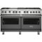Viking - 5-Series Dual Fuel Self-Clean 60"W Sealed Burner Range - Damascus Gray-Front_Standard