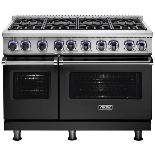 Viking - Professional 7 Series Freestanding Double Oven Dual Fuel LP Gas Convection Range with Self-Cleaning - Cast black