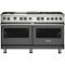 Viking - 5-Series Dual Fuel Self-Clean 60"W Sealed Burner Range - Damascus Gray-Front_Standard