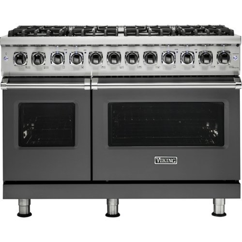 Viking - Professional 5 Series Freestanding Double Oven Dual Fuel True Convection Range with Self-Cleaning - Damascus gray