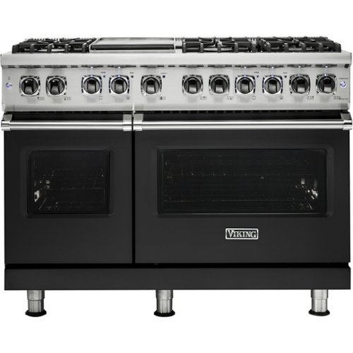 Viking - Professional 5 Series Freestanding Double Oven Dual Fuel True Convection Range with Self-Cleaning - Cast black