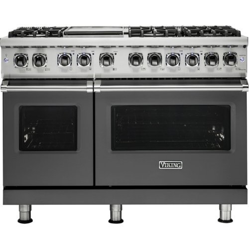 Viking - Professional 5 Series Freestanding Double Oven Dual Fuel LP Gas True Convection Range with Self-Cleaning - Damascus gray