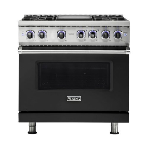 Viking - Professional 7 Series 5.6 Cu. Ft. Freestanding Dual Fuel LP Gas True Convection Range with Self-Cleaning - Cast black