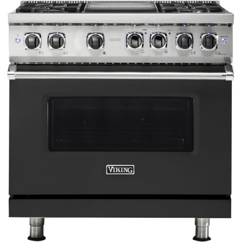 Viking - Professional 5 Series 5.6 Cu. Ft. Freestanding Dual Fuel LP Gas True Convection Range with Self-Cleaning - Cast black