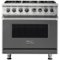 Viking - 5-Series 5.6 Cu. Ft. Self-Cleaning Freestanding Dual Fuel Convection Range - 6 Burner - Damascus Gray-Front_Standard