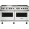 Viking - 5-Series Dual Fuel Self-Clean 60"W Sealed Burner Range - Frost White-Front_Standard