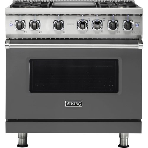Viking - Professional 5 Series 5.6 Cu. Ft. Freestanding Dual Fuel True Convection Range with Self-Cleaning - Damascus gray