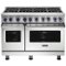 Viking - 48"W 7-Series Dual Fuel Self-Clean Range-8 Burners - Frost White-Front_Standard