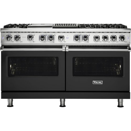 Viking - Professional 5 Series 9.4 Cu. Ft. Freestanding Double Oven Dual Fuel LP Gas True Convection Range with Self-Cleaning - Cast black