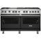Viking - 5-Series Dual Fuel Self-Clean 60"W Sealed Burner Range - Cast Black-Front_Standard