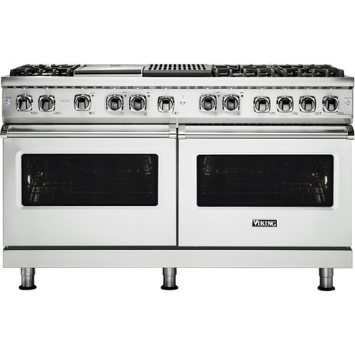 Viking - Professional 5 Series 9.4 Cu. Ft. Freestanding Double Oven Dual Fuel LP Gas True Convection Range with Self-Cleaning - Frost white