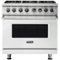 Viking - 5-Series 5.6 Cu. Ft. Self-Cleaning Freestanding Dual Fuel Convection Range - Frost White-Front_Standard