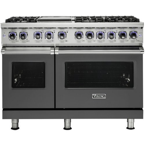 Viking - Professional 7 Series 7.3 Cu. Ft. Freestanding Double Oven Dual Fuel LP Gas Convection Range with Self-Cleaning - Damascus gray