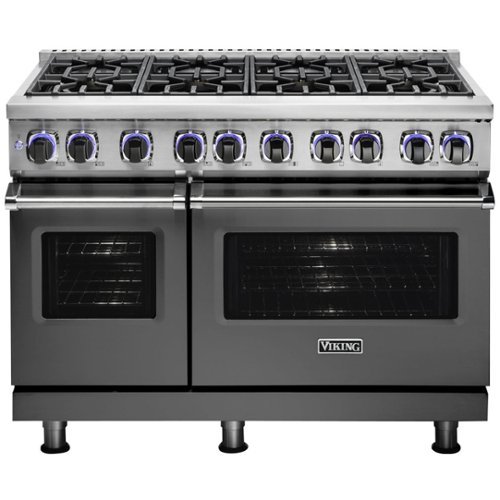 Viking - Professional 7 Series 7.3 Cu. Ft. Freestanding Double Oven Dual Fuel LP Gas Convection Range with Self-Cleaning - Damascus gray