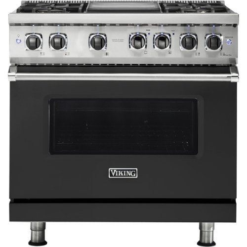 Viking - Professional 5 Series 5.6 Cu. Ft. Freestanding Dual Fuel True Convection Range with Self-Cleaning - Cast black