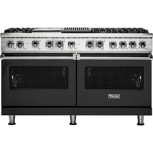 Viking - Professional 5 Series Freestanding Double Oven Dual Fuel True Convection Range with Self-Cleaning - Cast black