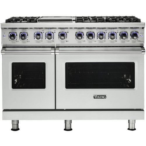 Viking - 48"W 7-Series Dual Fuel Self-Clean Range-6 Burners + Griddle - Frost White