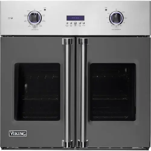Front. Viking - Professional 7 Series 30" Built-In Single Electric Convection Oven - Damascus Gray.