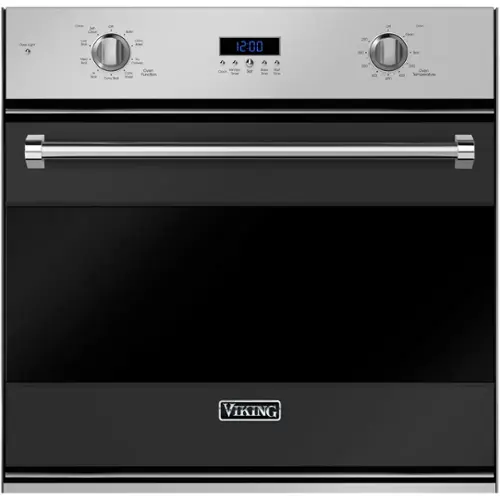 Front. Viking - 3 Series 30" Built-In Single Electric Convection Oven - Cast Black.