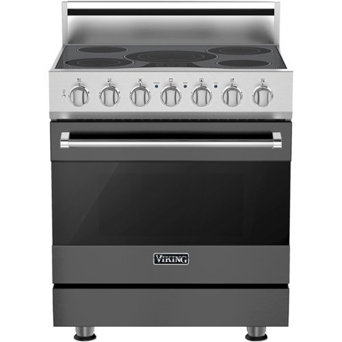 Viking - 3 Series 4.7 Cu. Ft. Freestanding Electric True Convection Range with Self-Cleaning - Damascus gray