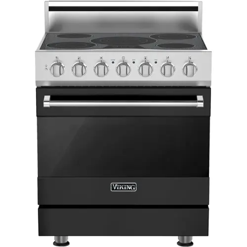 Front. Viking - 3 Series 4.7 Cu. Ft. Freestanding Electric True Convection Range with Self-Cleaning - Cast Black.